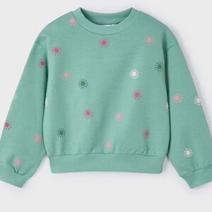 Mayoral Girls Teal Scattered Suns Pullover Sweatshirt